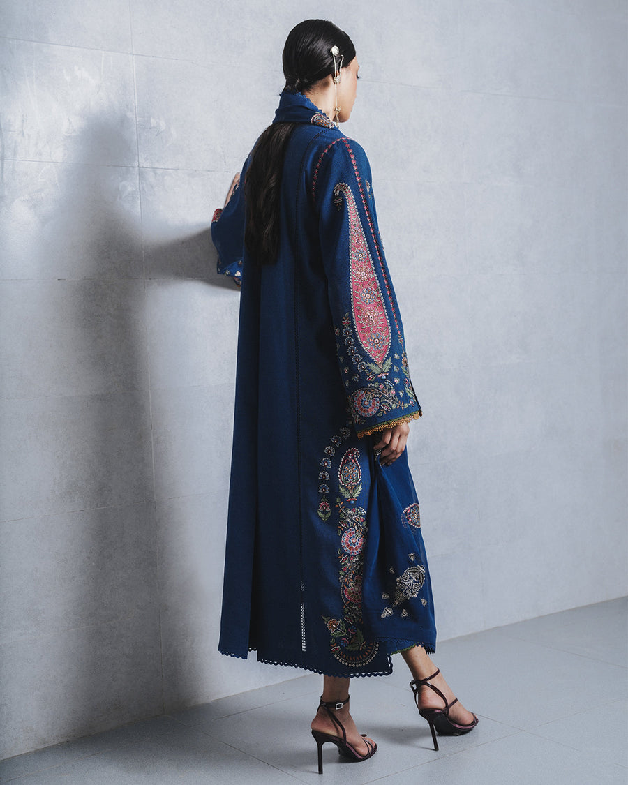 Jugnu Lahore Womenswear Embroidered Karandi Unstitched 3Pc Suit - NEHRI