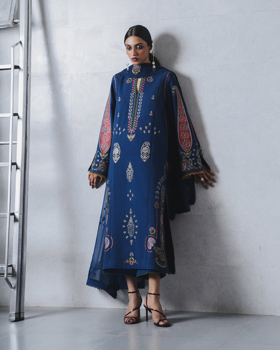 Jugnu Lahore Womenswear Embroidered Karandi Unstitched 3Pc Suit - NEHRI