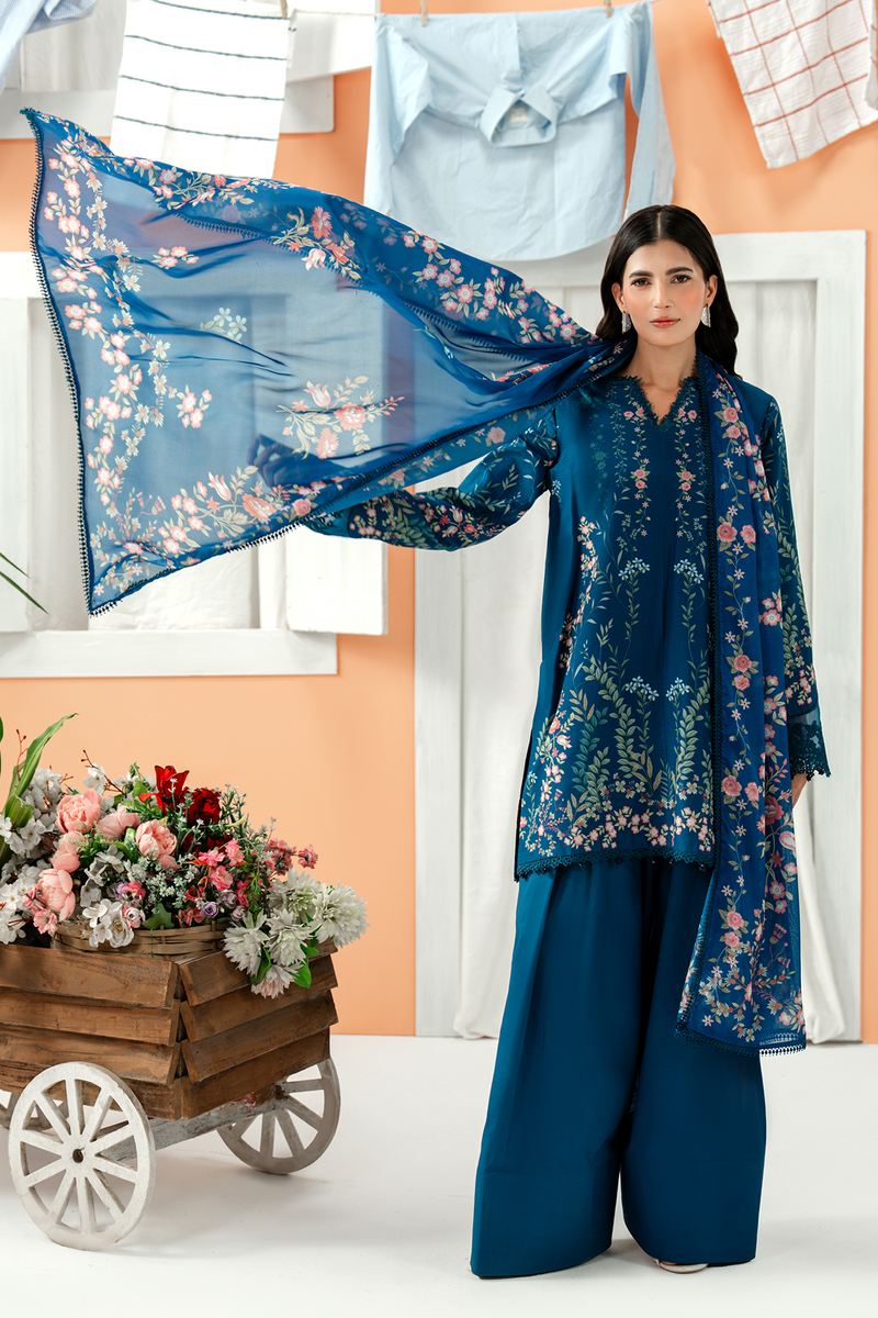 Zarposh Sundaze Embroidered Luxury Lawn Unstitched 3Pc Suit - NEROLI