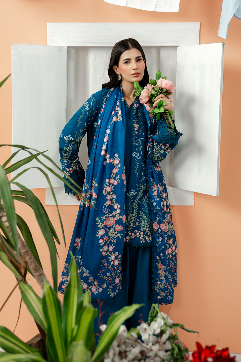 Zarposh Sundaze Embroidered Luxury Lawn Unstitched 3Pc Suit - NEROLI