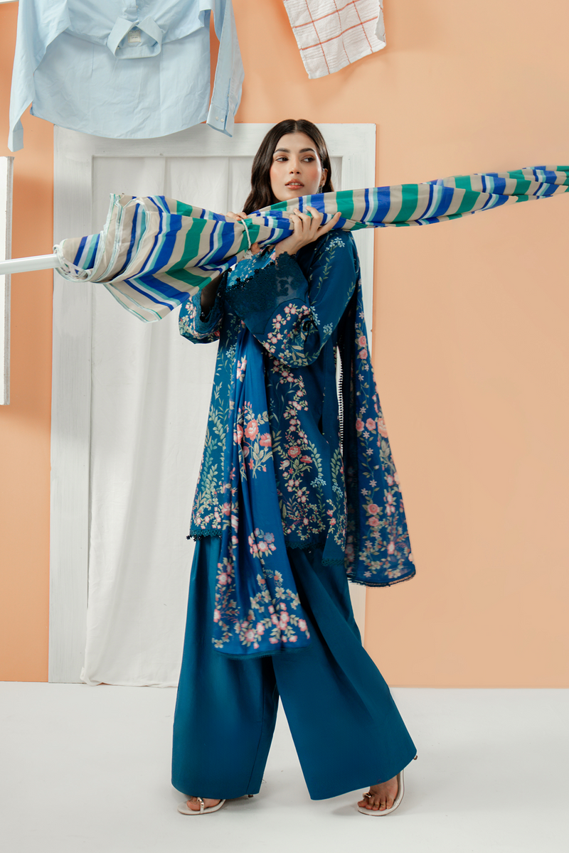 Zarposh Sundaze Embroidered Luxury Lawn Unstitched 3Pc Suit - NEROLI