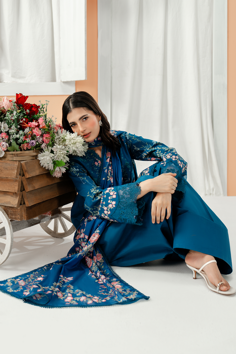 Zarposh Sundaze Embroidered Luxury Lawn Unstitched 3Pc Suit - NEROLI
