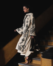 Jugnu Lahore Womenswear Embroidered Karandi Unstitched 3Pc Suit - NIGAH