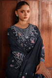 Farasha Meline Embroidered Viscose Unstitched 3Pc Suit - Night Oak