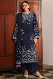 Farasha Meline Embroidered Viscose Unstitched 3Pc Suit - Night Oak
