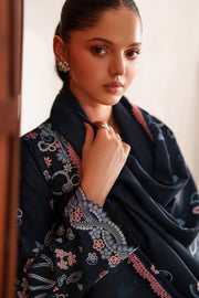 Farasha Meline Embroidered Viscose Unstitched 3Pc Suit - Night Oak