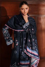 Farasha Meline Embroidered Viscose Unstitched 3Pc Suit - Night Oak