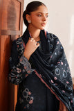 Farasha Meline Embroidered Viscose Unstitched 3Pc Suit - Night Oak