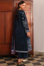Farasha Meline Embroidered Viscose Unstitched 3Pc Suit - Night Oak