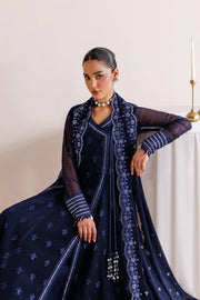 Farasha Luxury Formal Embroidered Chiffon Unstitched 3Pc Suit - Night Prism