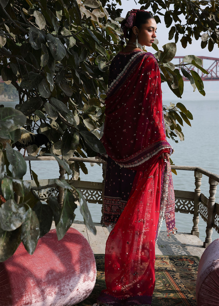 Hussain Rehar Kalabagh Unstitched Embroidered Lawn 3Pc Suit - Nihdi