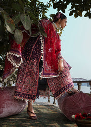 Hussain Rehar Kalabagh Unstitched Embroidered Lawn 3Pc Suit - Nihdi