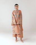 Jugnu Lahore Spring Summer Unstitched Embroidered Cotton 3Pc Suit - Nila