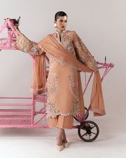 Jugnu Lahore Spring Summer Unstitched Embroidered Cotton 3Pc Suit - Nila