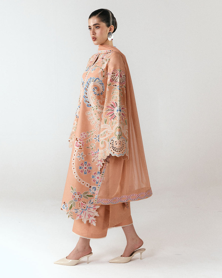 Jugnu Lahore Spring Summer Unstitched Embroidered Cotton 3Pc Suit - Nila
