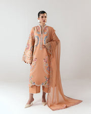 Jugnu Lahore Spring Summer Unstitched Embroidered Cotton 3Pc Suit - Nila