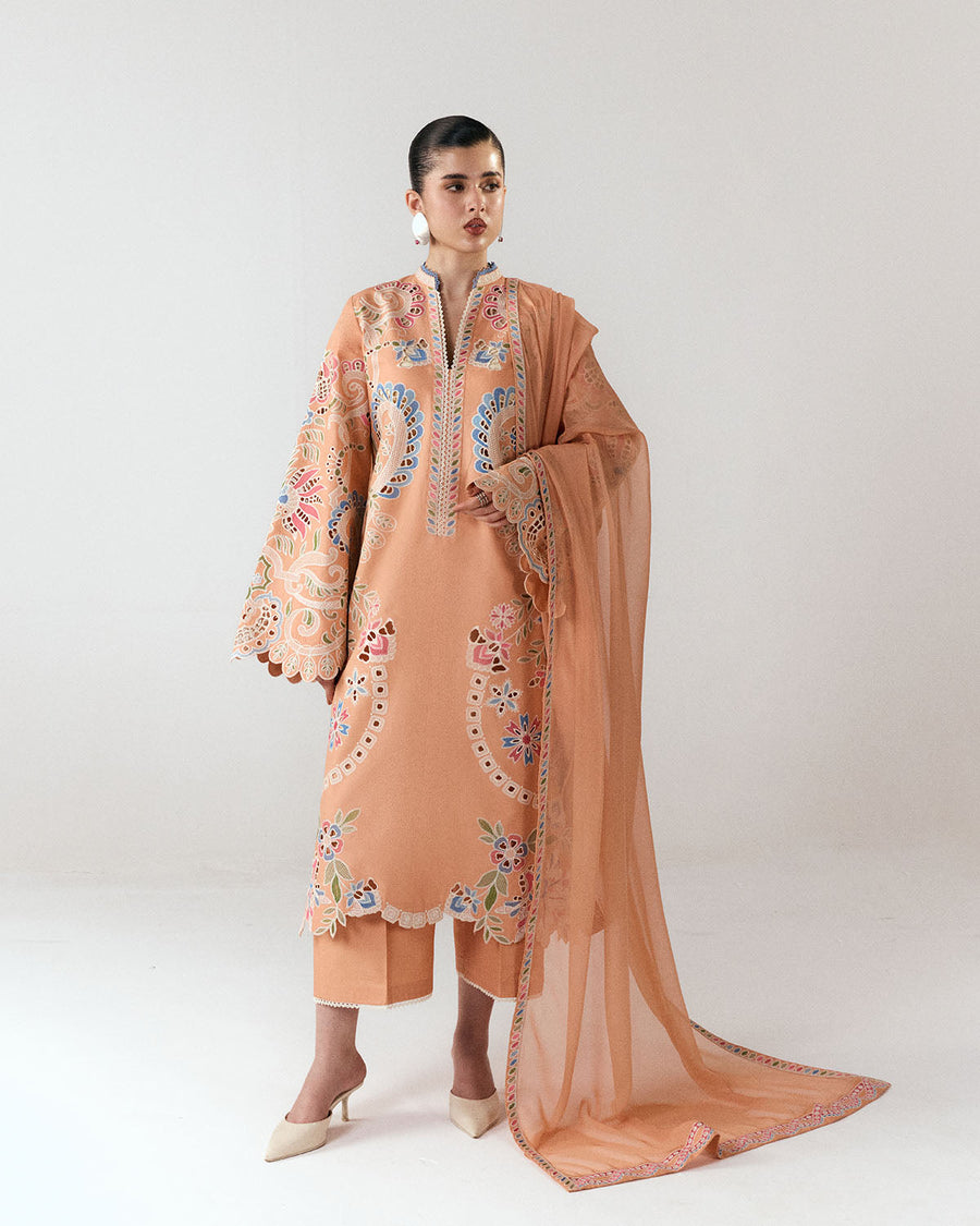 Jugnu Lahore Spring Summer Unstitched Embroidered Cotton 3Pc Suit - Nila