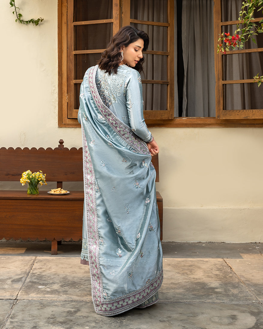 Mushq Sunehri Ramsha Edit Lama Silk Stitched 3Pc Suit - Nissa
