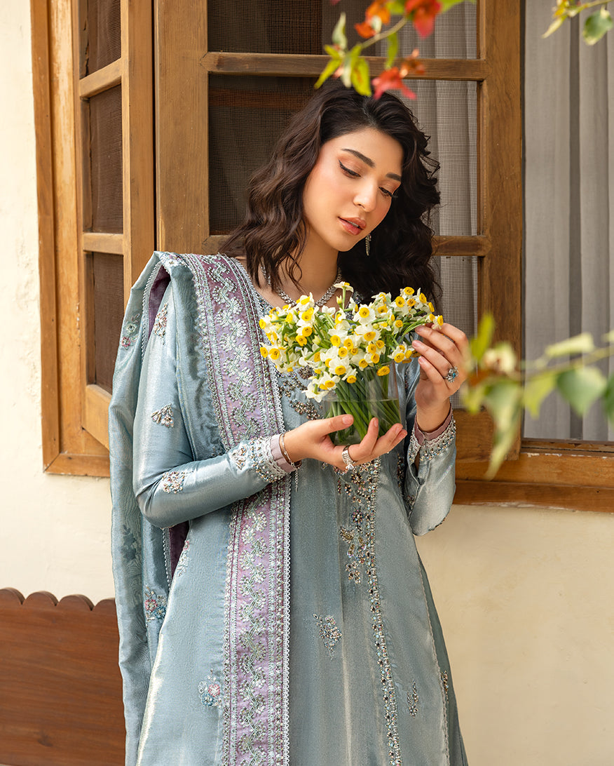 Mushq Sunehri Ramsha Edit Lama Silk Stitched 3Pc Suit - Nissa