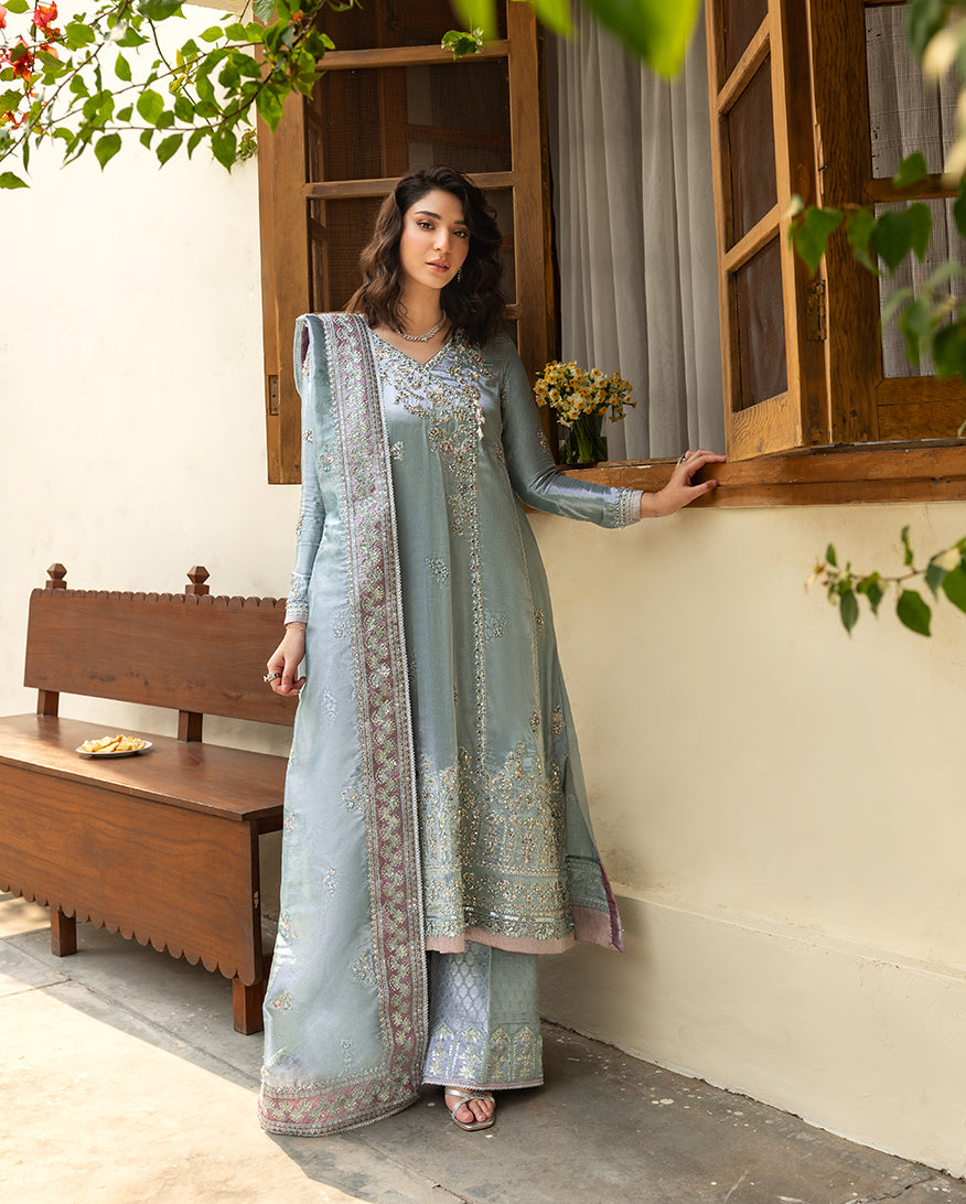 Mushq Sunehri Ramsha Edit Lama Silk Stitched 3Pc Suit - Nissa