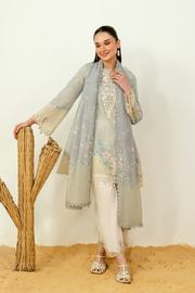 Zarposh Sundaze Embroidered Luxury Lawn Unstitched 3Pc Suit - NIVARA