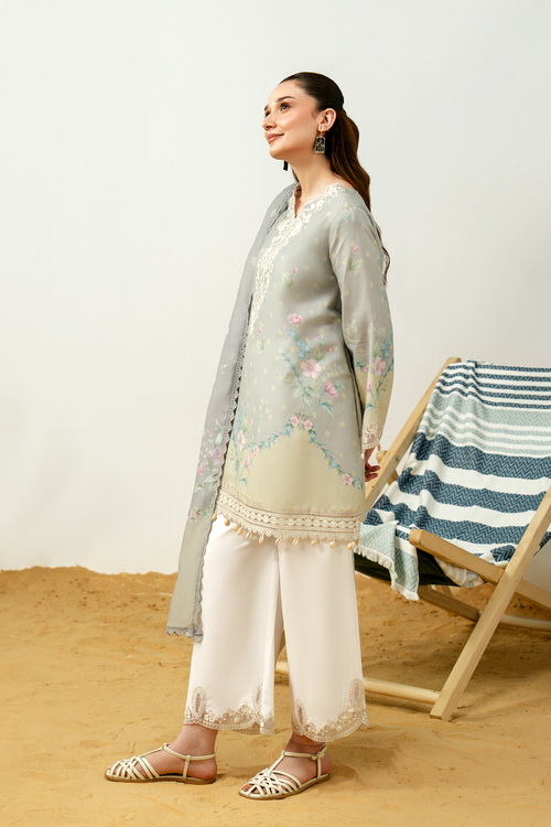 Zarposh Sundaze Embroidered Luxury Lawn Unstitched 3Pc Suit - NIVARA