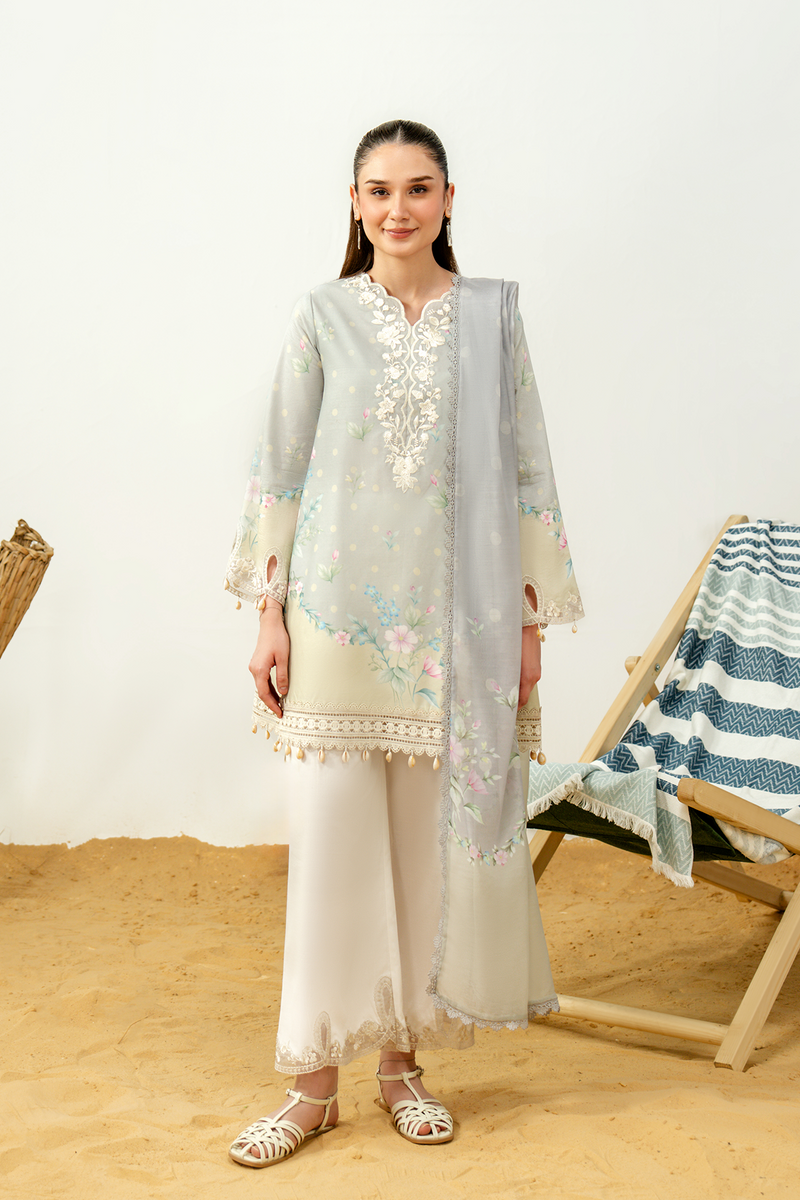 Zarposh Sundaze Embroidered Luxury Lawn Unstitched 3Pc Suit - NIVARA