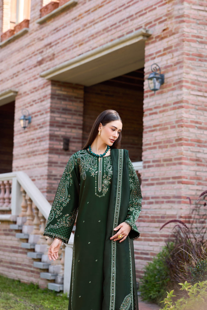 Farasha Sorine Summer Embroidered Lawn Unstitched 3Pc Suit - Noir Blossom