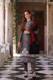 Noor by Saadia Asad Embroidered Khaddar Unstitched 3Pc Suit D-01 Noir Safari