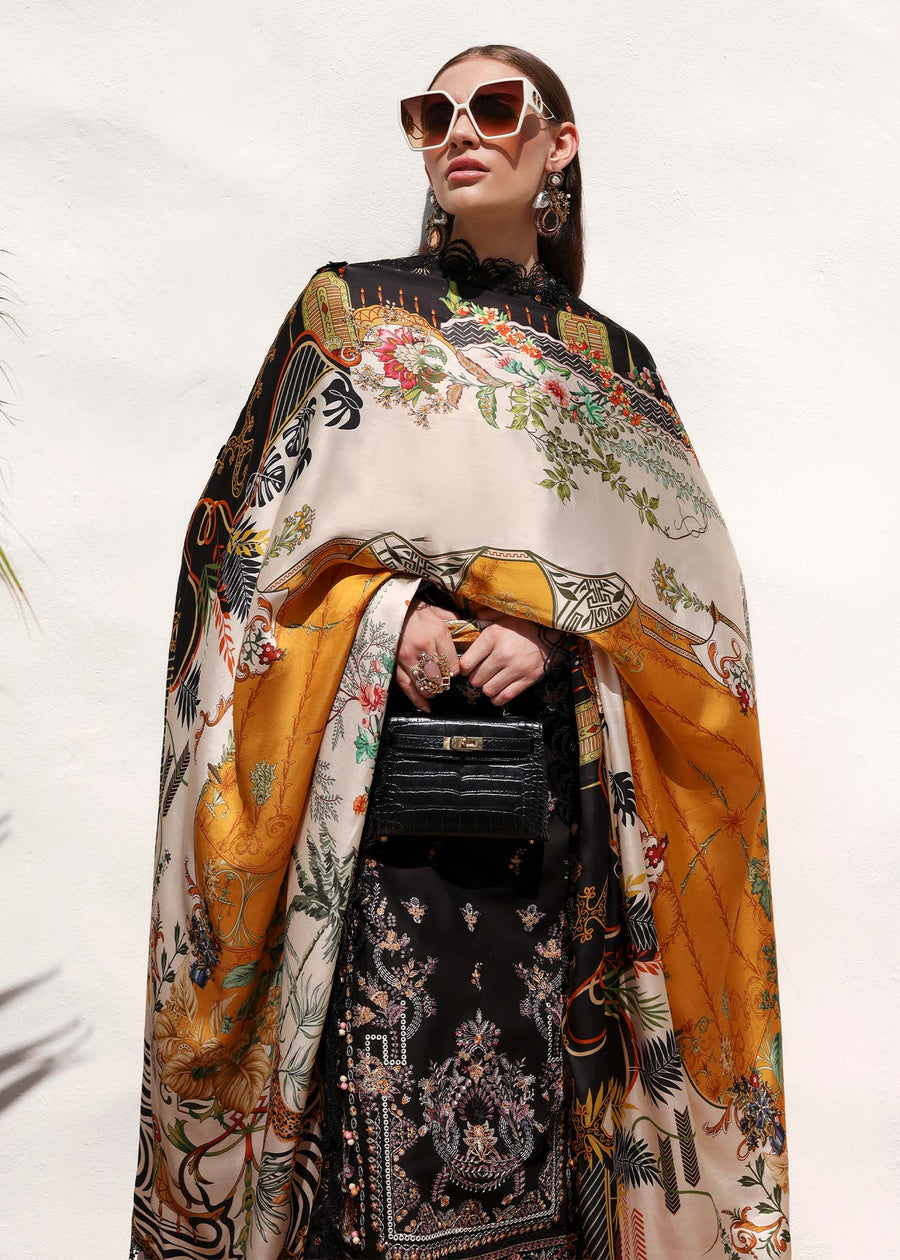 Kanwal Malik Elysia Embroidered Lawn Unstitched 3Pc Suit - NOIRE