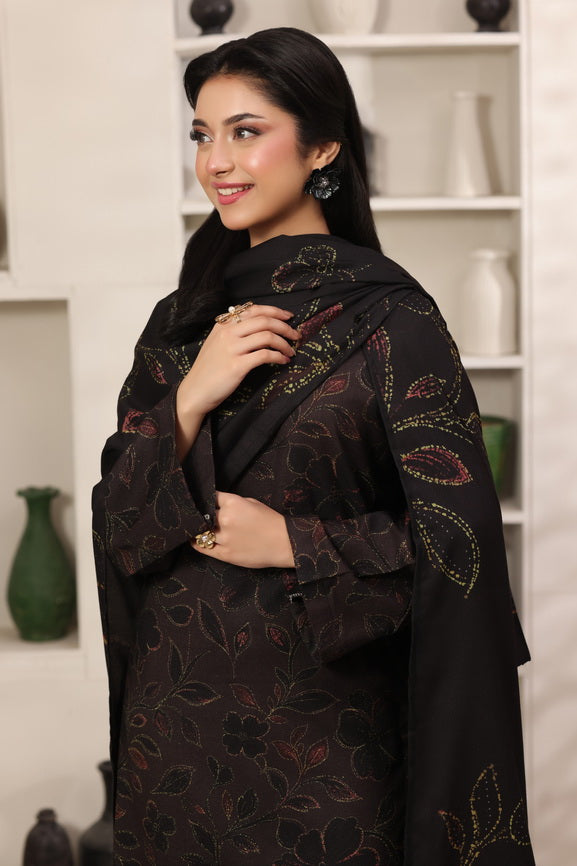 Feathers The Frost Digital Printed Dhanak Unstitched 3Pc Suit Nomad Nights-FT785