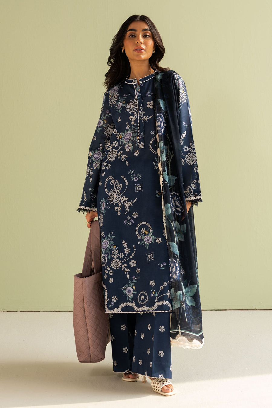 Coco by Zara Shahjahan Prints Unstitched Lawn 3Pc Suit D-08A NORA