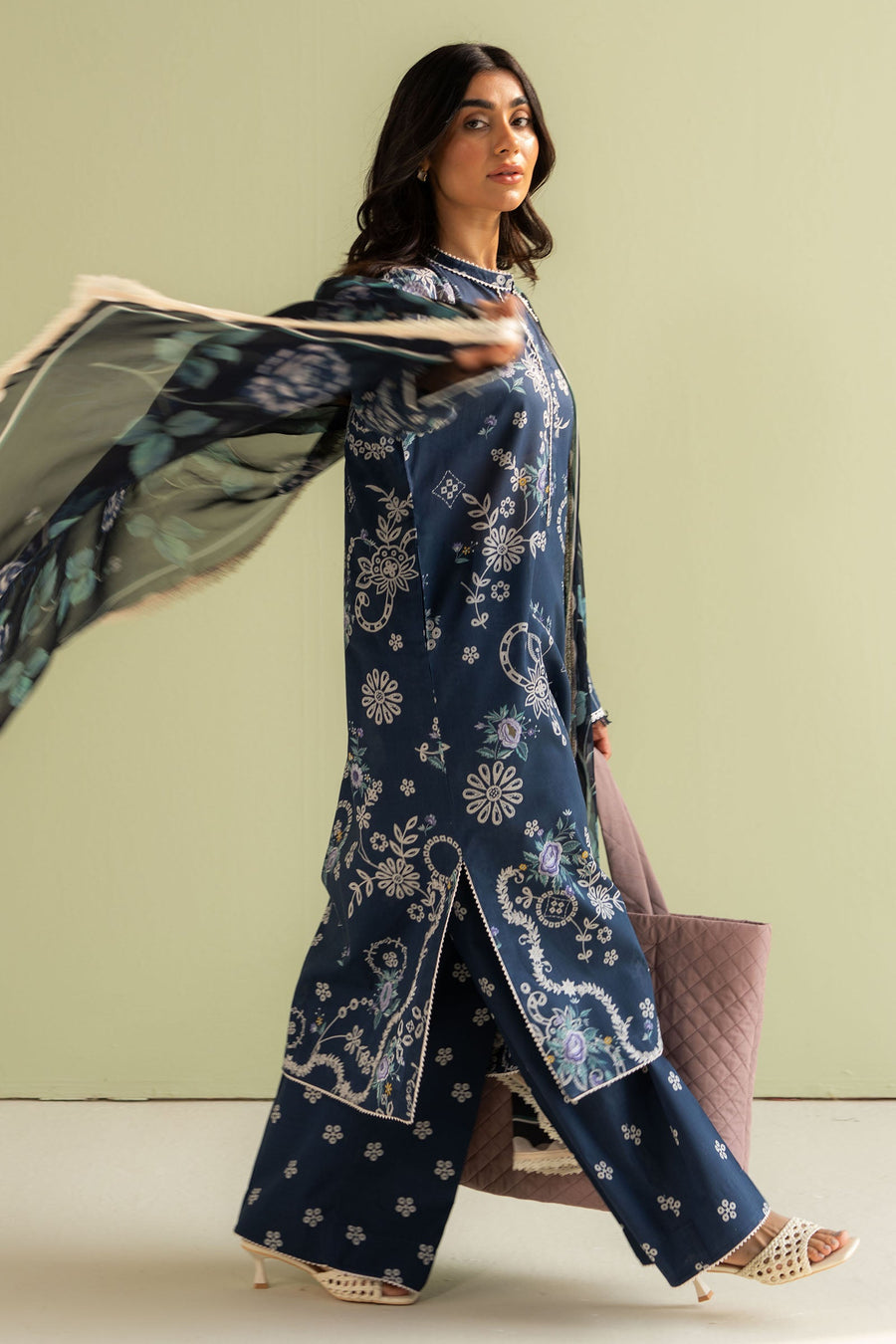 Coco by Zara Shahjahan Prints Unstitched Lawn 3Pc Suit D-08A NORA
