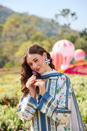 Farasha Summer Co Ords Printed Lawn Unstitched 3Pc Suit - Nordic Bloom