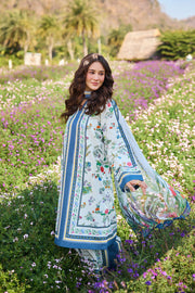 Farasha Summer Co Ords Printed Lawn Unstitched 3Pc Suit - Nordic Bloom