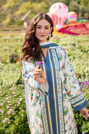 Farasha Summer Co Ords Printed Lawn Unstitched 3Pc Suit - Nordic Bloom