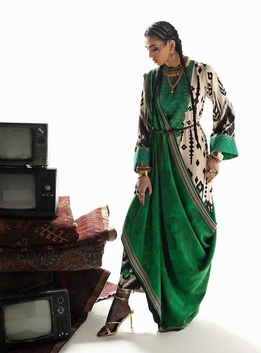Zainab Chottani Embroidered Marina Twill Unstitched 3Pc Suit D-07 Novaya