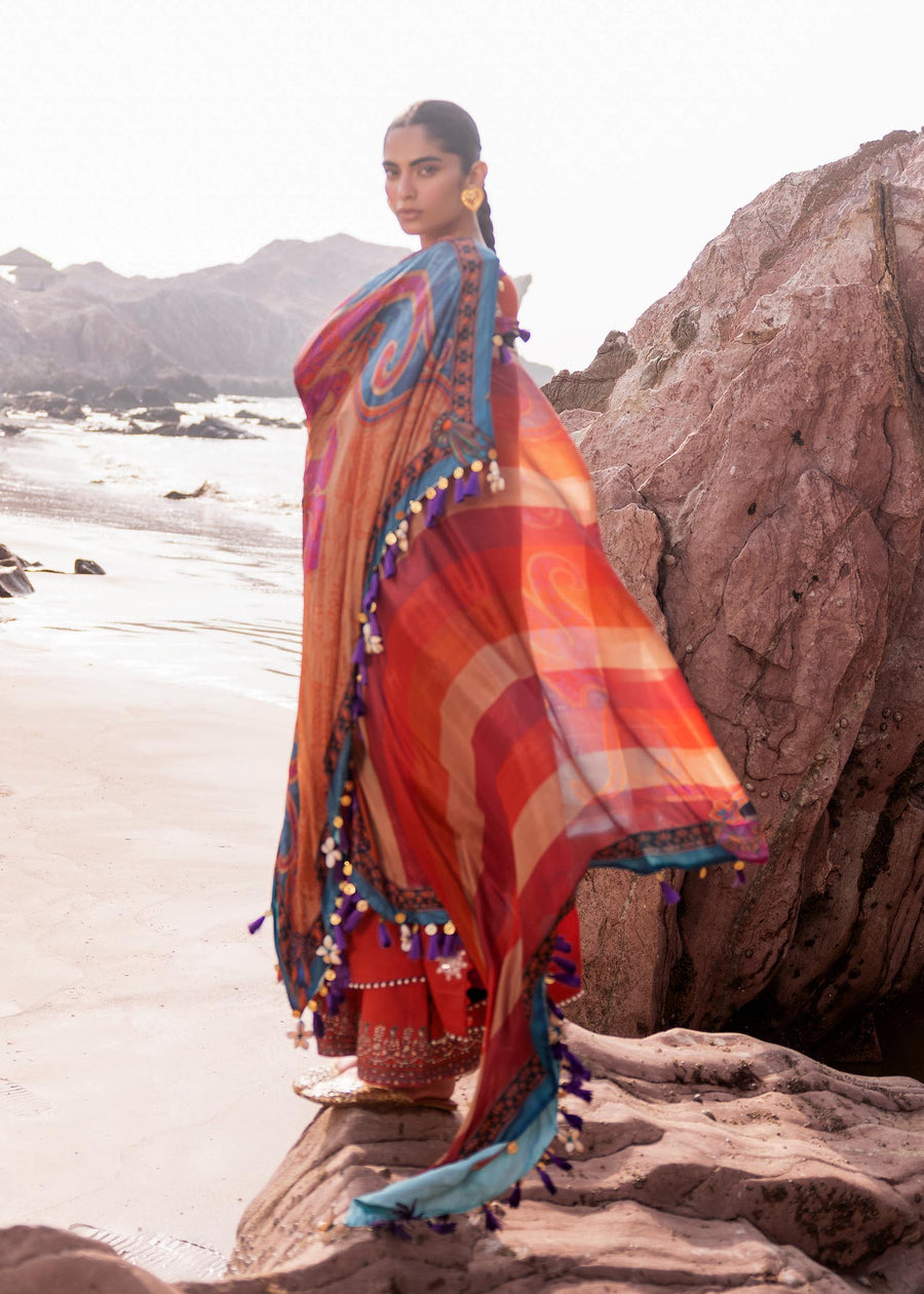 Siraa by Sadaf Fawad Khan Embroidered Lawn Unstitched 3Pc Suit - Nuha (B)