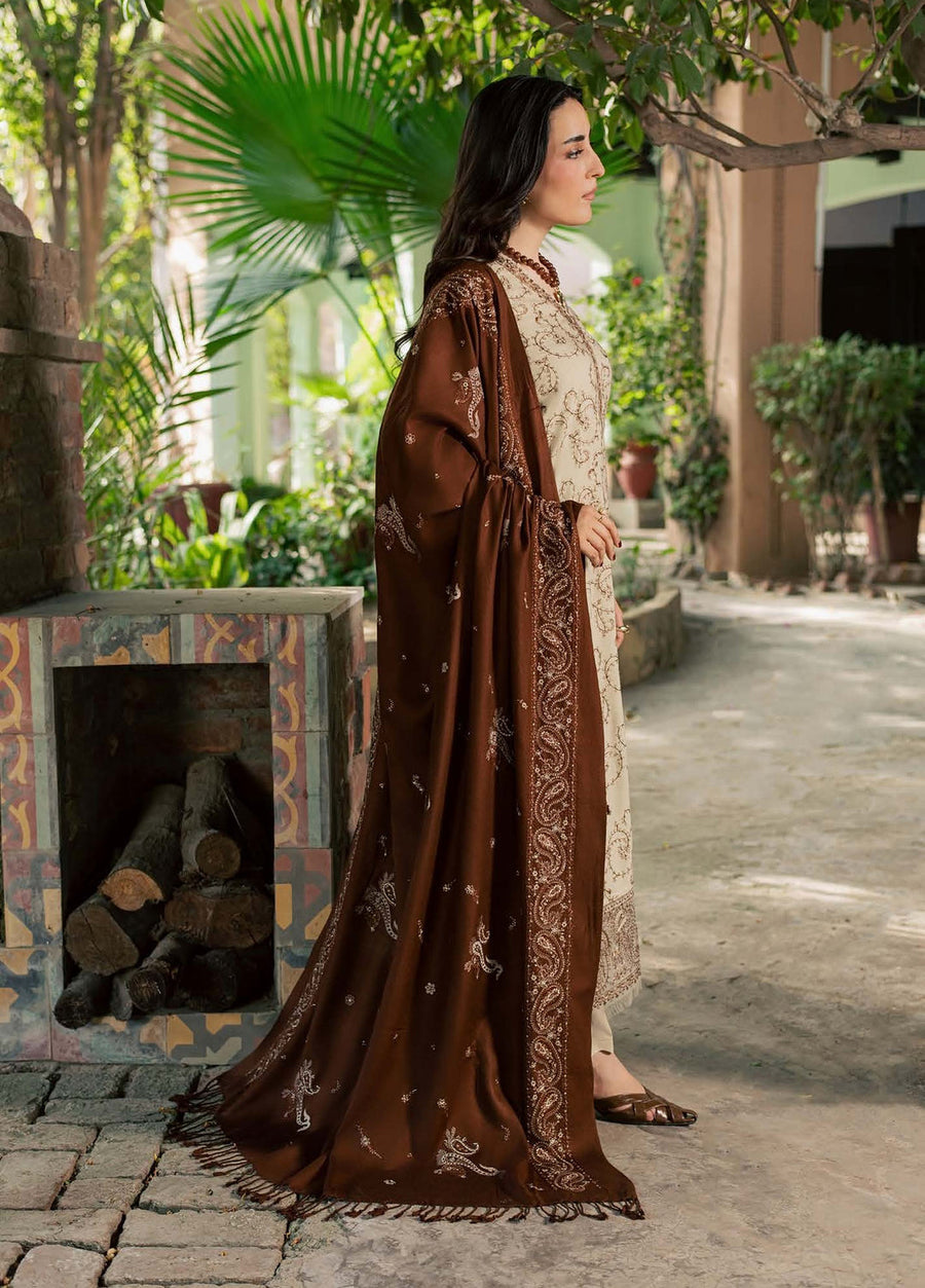 NUREH Exclusive Embroidered Leather Peach Unstitched 3Pc Suit NE-294