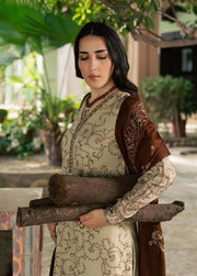 NUREH Exclusive Embroidered Leather Peach Unstitched 3Pc Suit NE-294