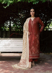 NUREH Exclusive Embroidered Leather Peach Unstitched 3Pc Suit NE-296