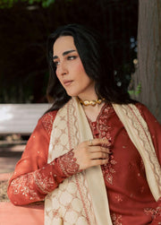 NUREH Exclusive Embroidered Leather Peach Unstitched 3Pc Suit NE-296