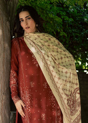 NUREH Exclusive Embroidered Leather Peach Unstitched 3Pc Suit NE-296
