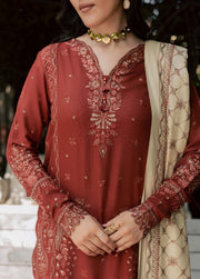 NUREH Exclusive Embroidered Leather Peach Unstitched 3Pc Suit NE-296