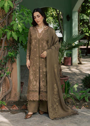 NUREH Exclusive Embroidered Leather Peach Unstitched 3Pc Suit NE-297