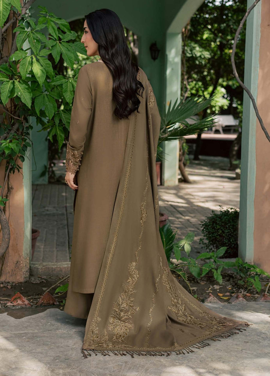 NUREH Exclusive Embroidered Leather Peach Unstitched 3Pc Suit NE-297