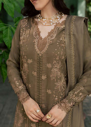 NUREH Exclusive Embroidered Leather Peach Unstitched 3Pc Suit NE-297