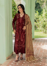 NUREH Exclusive Embroidered Leather Peach Unstitched 3Pc Suit NE-298