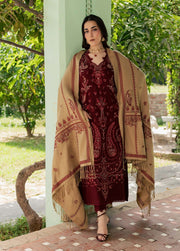 NUREH Exclusive Embroidered Leather Peach Unstitched 3Pc Suit NE-298