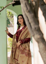 NUREH Exclusive Embroidered Leather Peach Unstitched 3Pc Suit NE-298